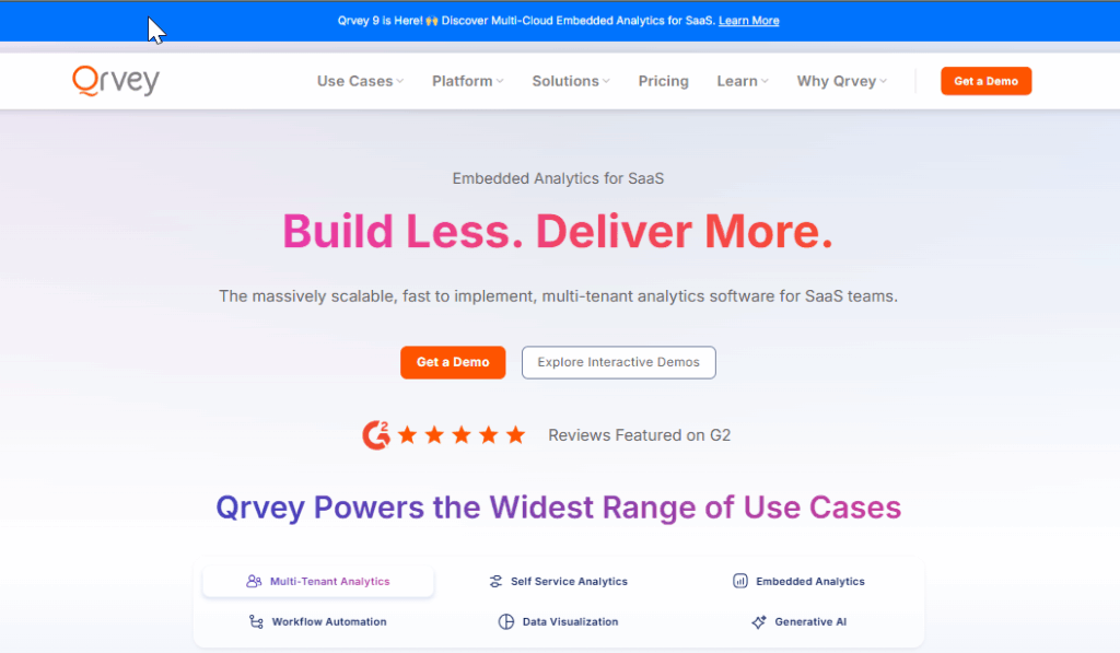 Qrvey: Self-Service Embedded Analytics