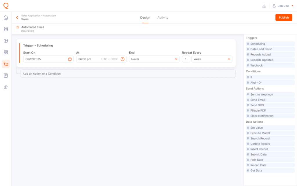 Qrvey automation builder